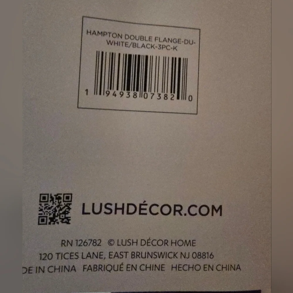 Lush Decor Hampton Embroidered Edge Cotton 3 Piece Duvet Cover Set King B&W - Picture 9 of 11